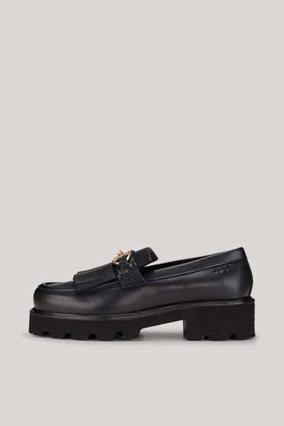 Leder-Loafer mit Fransen und Plateau