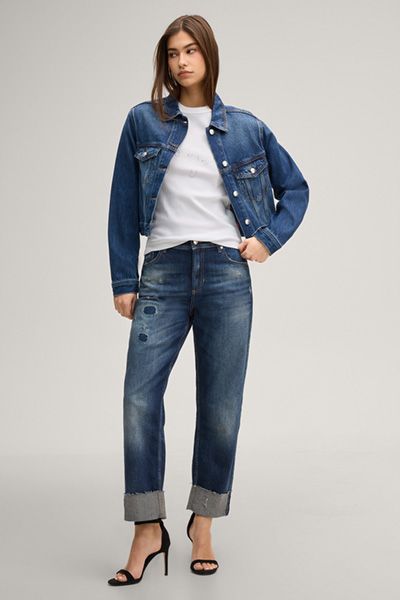 Kurz geschnittene Jeansjacke aus Baumwolle
