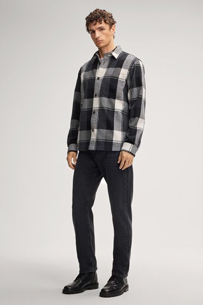 Kariertes Overshirt aus Baumwollmix