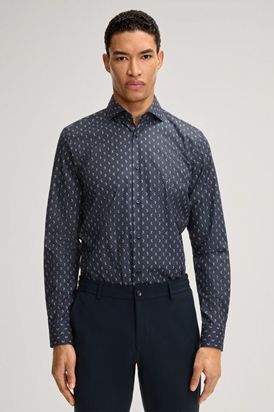 Gemustertes Slim-Fit Hemd mit Kent-Kragen