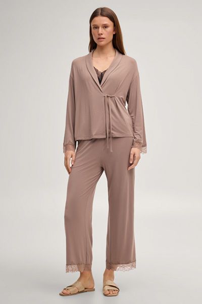 Modal-Loungewear-Hose mit Spitzenbesatz