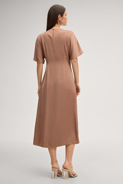 Elegantes Satin-Midikleid mit Knotendetail
