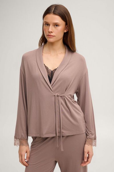 Grace Modal Wickel-Cardigan mit Spitze