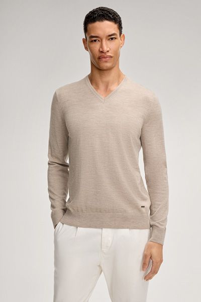 V-Ausschnitt-Pullover aus Merinowolle