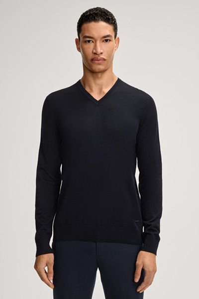 Klassischer V-Ausschnitt Merinowoll-Pullover