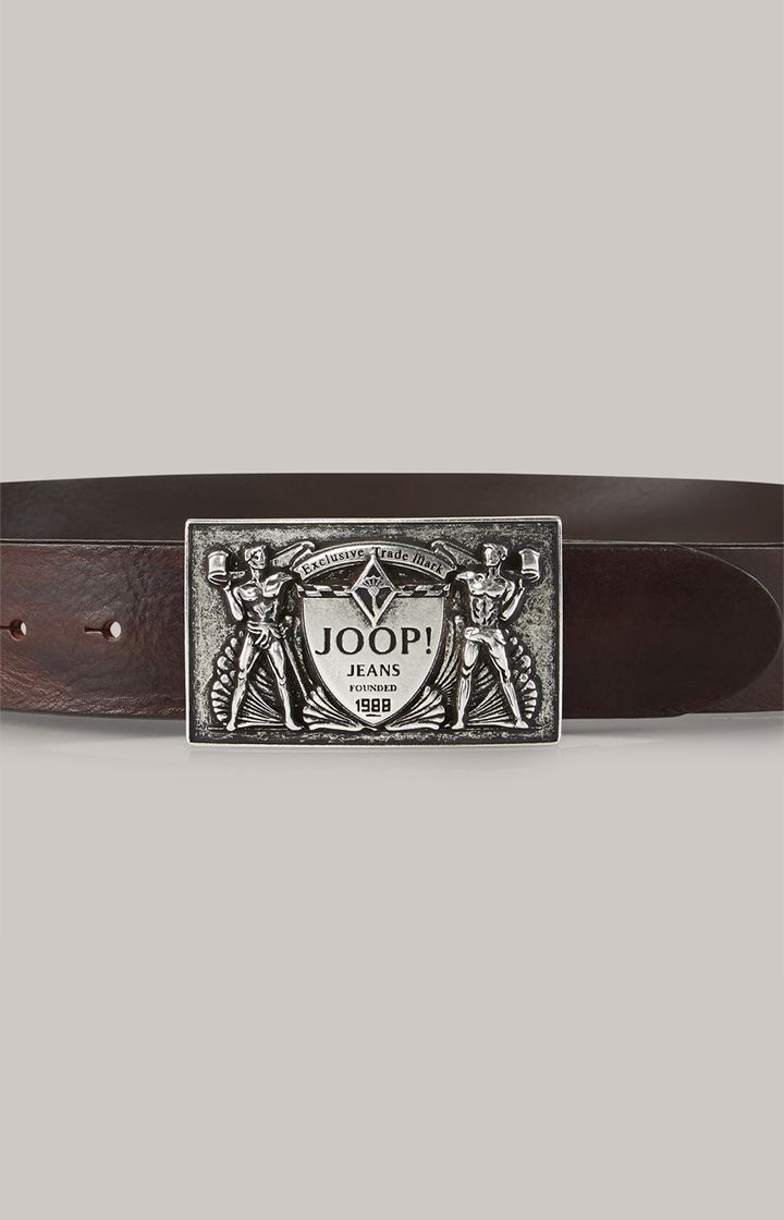 Genarbtes Leder mit Logo-Plakette