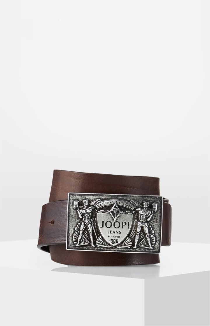 Genarbtes Leder mit Logo-Plakette