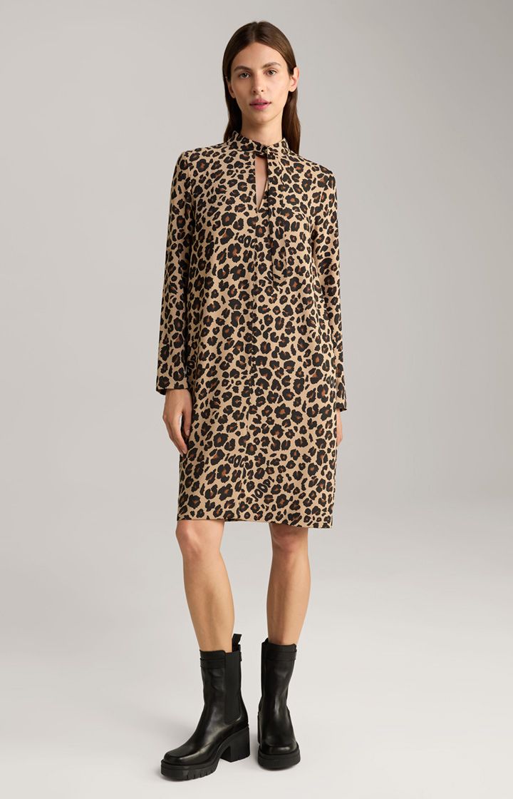 H-Linien-Kleid mit Leo-Print