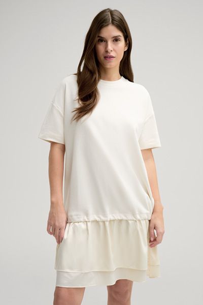 Lässiges Sweatkleid mit Seidensaum