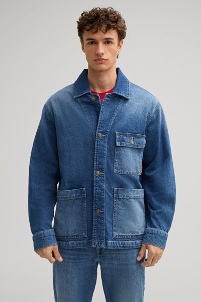 Jeans-Chore-Jacke mit aufgesetzten Taschen