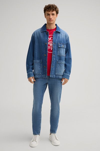 Jeans-Chore-Jacke mit aufgesetzten Taschen