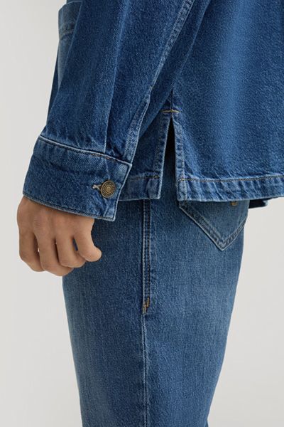 Jeans-Chore-Jacke mit aufgesetzten Taschen