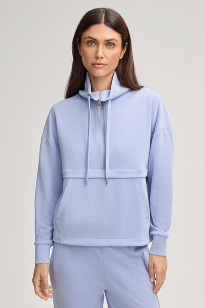 Sweatshirt mit Viertelreißverschluss und Kängurutasche