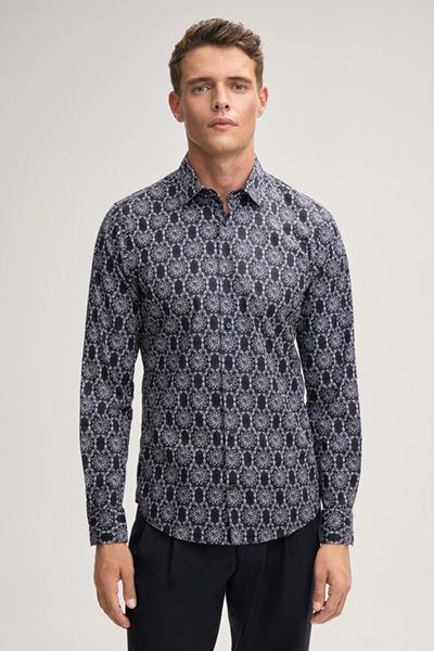 Langarmhemd mit geometrischem All-over-Muster