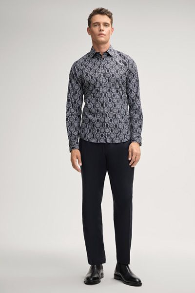 Langarmhemd mit geometrischem All-over-Muster