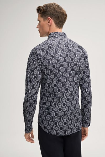 Langarmhemd mit geometrischem All-over-Muster