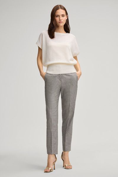 Kurzarm-Cashmere-Pullover mit Rippsaum