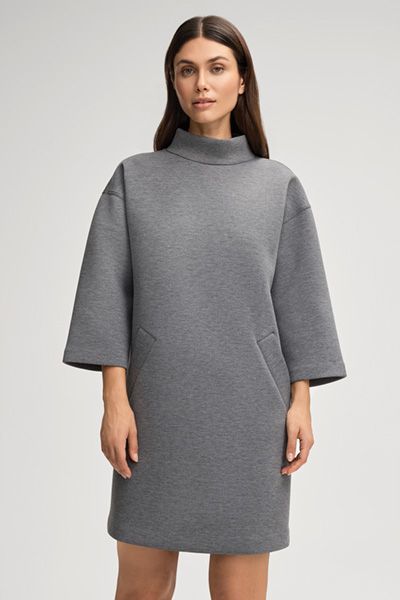 Minimalistisches Scuba-Kleid mit Stehkragen