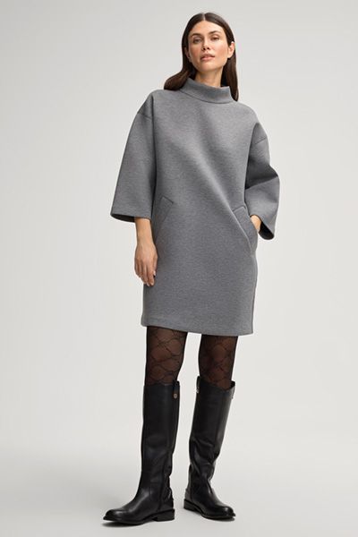 Minimalistisches Scuba-Kleid mit Stehkragen