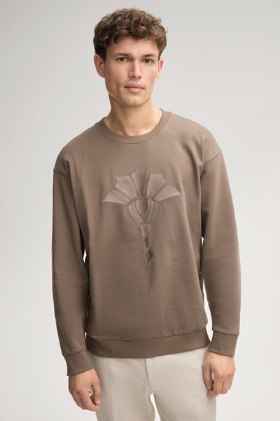 Baumwoll-Sweatshirt mit Kornblumen-Stickerei