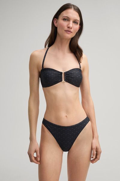 Bandeau-Bikini-Top mit Logo-Muster