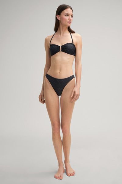 Bandeau-Bikini-Top mit Logo-Muster