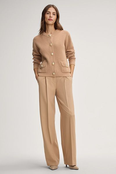 Woll-Kaschmir-Strickjacke mit Rundhalsausschnitt