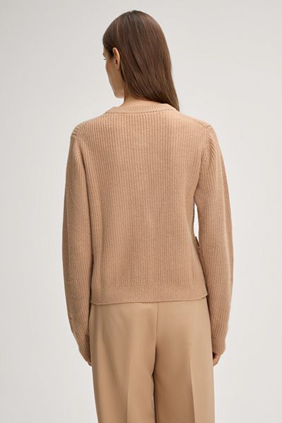 Woll-Kaschmir-Strickjacke mit Rundhalsausschnitt