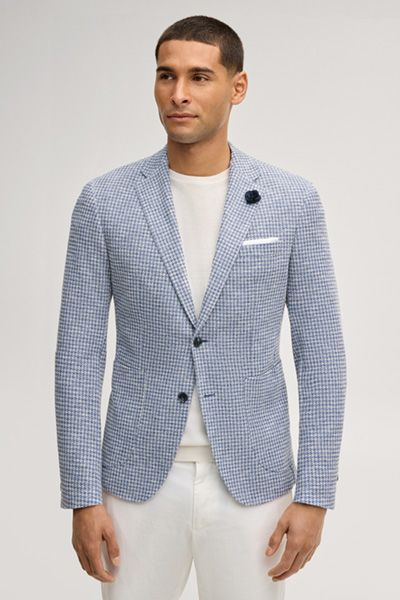 Slim-Fit Jersey-Sakko mit Hahnentrittmuster