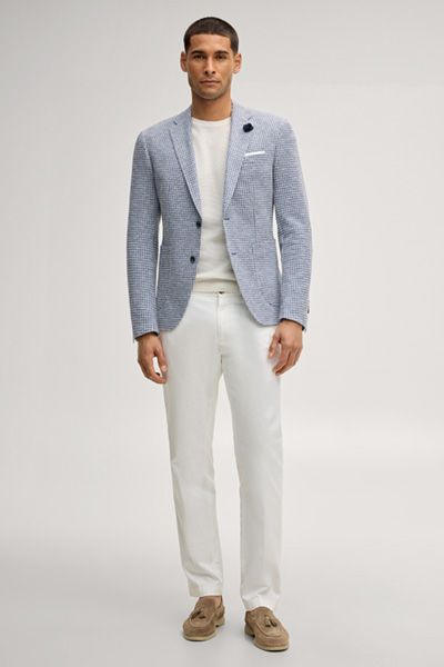 Slim-Fit Jersey-Sakko mit Hahnentrittmuster
