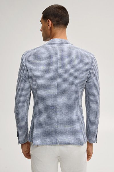 Slim-Fit Jersey-Sakko mit Hahnentrittmuster