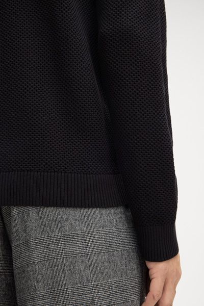 Strukturierter Baumwollpullover mit Rundhalsausschnitt