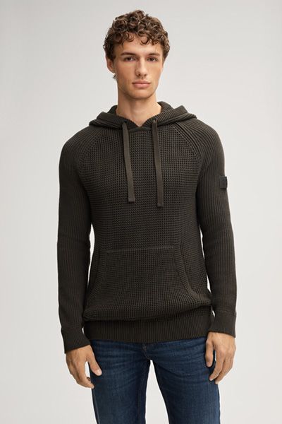 Strukturierter Strick-Hoodie aus Baumwolle