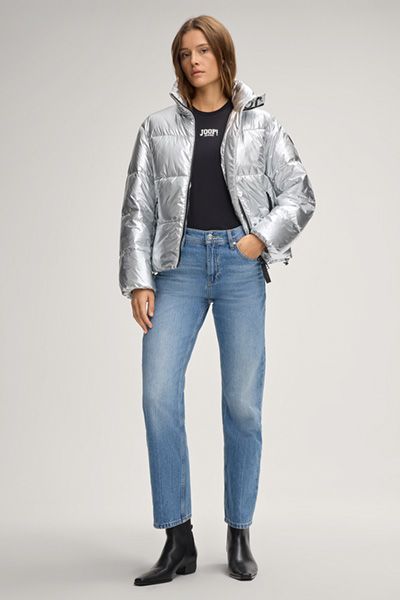 Glänzende Metallic-Steppjacke