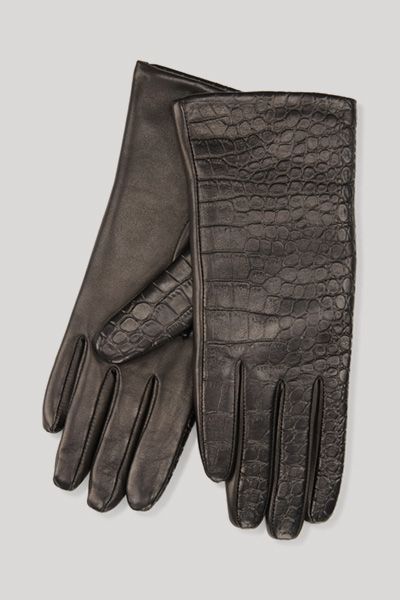 Lederhandschuhe mit Krokoprägung