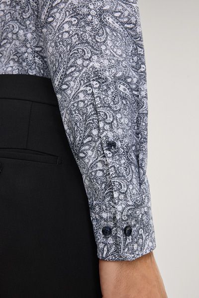 Paisley-Print Travel-Stretch-Hemd