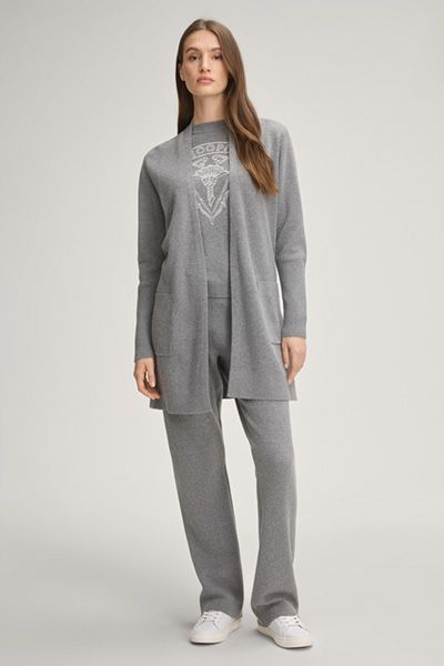 Langer Strickcardigan mit Bindegürtel