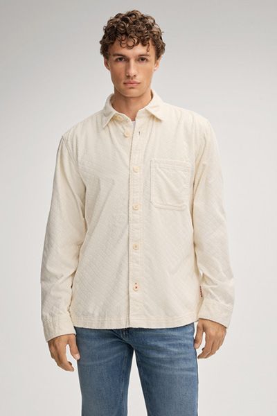 Strukturiertes Baumwoll-Overshirt mit Tasche