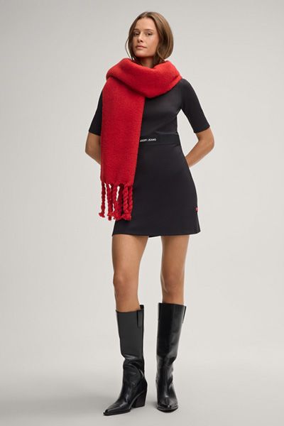 Jersey-Minikleid mit Logo-Taillenband
