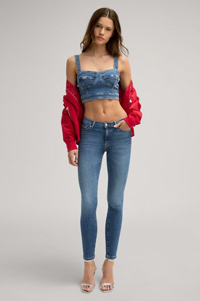 High-Waist Skinny-Jeans in Cropped-Länge