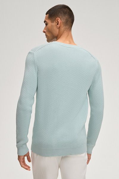 Strukturierter Baumwollpullover mit Rundhalsausschnitt