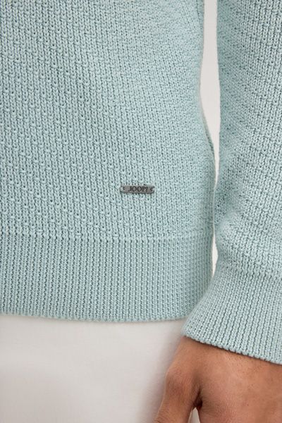Strukturierter Baumwollpullover mit Rundhalsausschnitt
