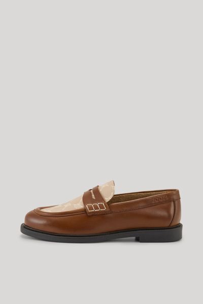 Zweifarbige Penny-Loafer mit Logo-Print