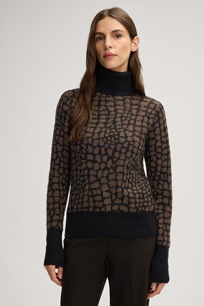 Rollkragenpullover mit Animal-Print-Muster