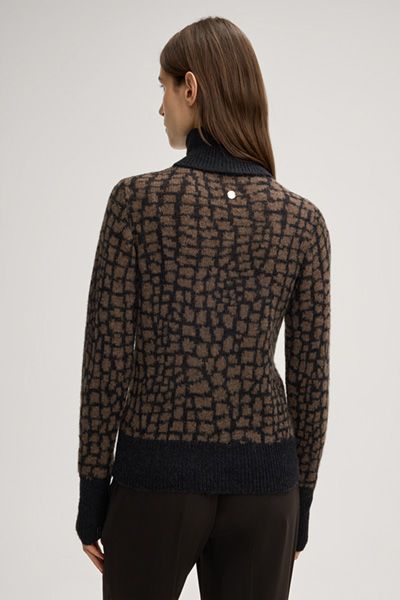 Rollkragenpullover mit Animal-Print-Muster