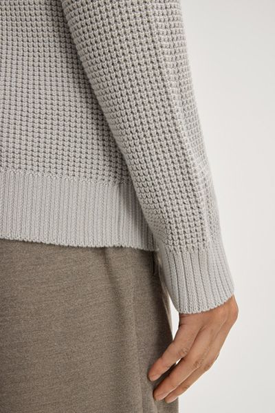 Strukturierter Baumwoll-Strickpullover mit Rundhalsausschnitt