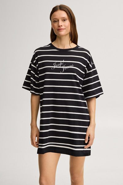 Maritimes Gestreiftes Oversize-Shirtkleid