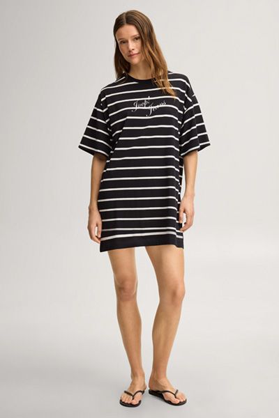 Maritimes Gestreiftes Oversize-Shirtkleid