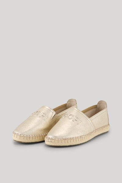 Geprägte Leder-Slipper mit Jutesohle