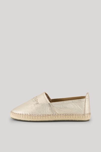 Geprägte Leder-Slipper mit Jutesohle